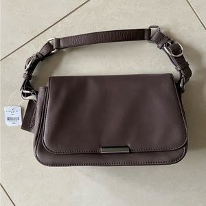 Danier Grey Plum Genuine Leather Shoulder Bag
